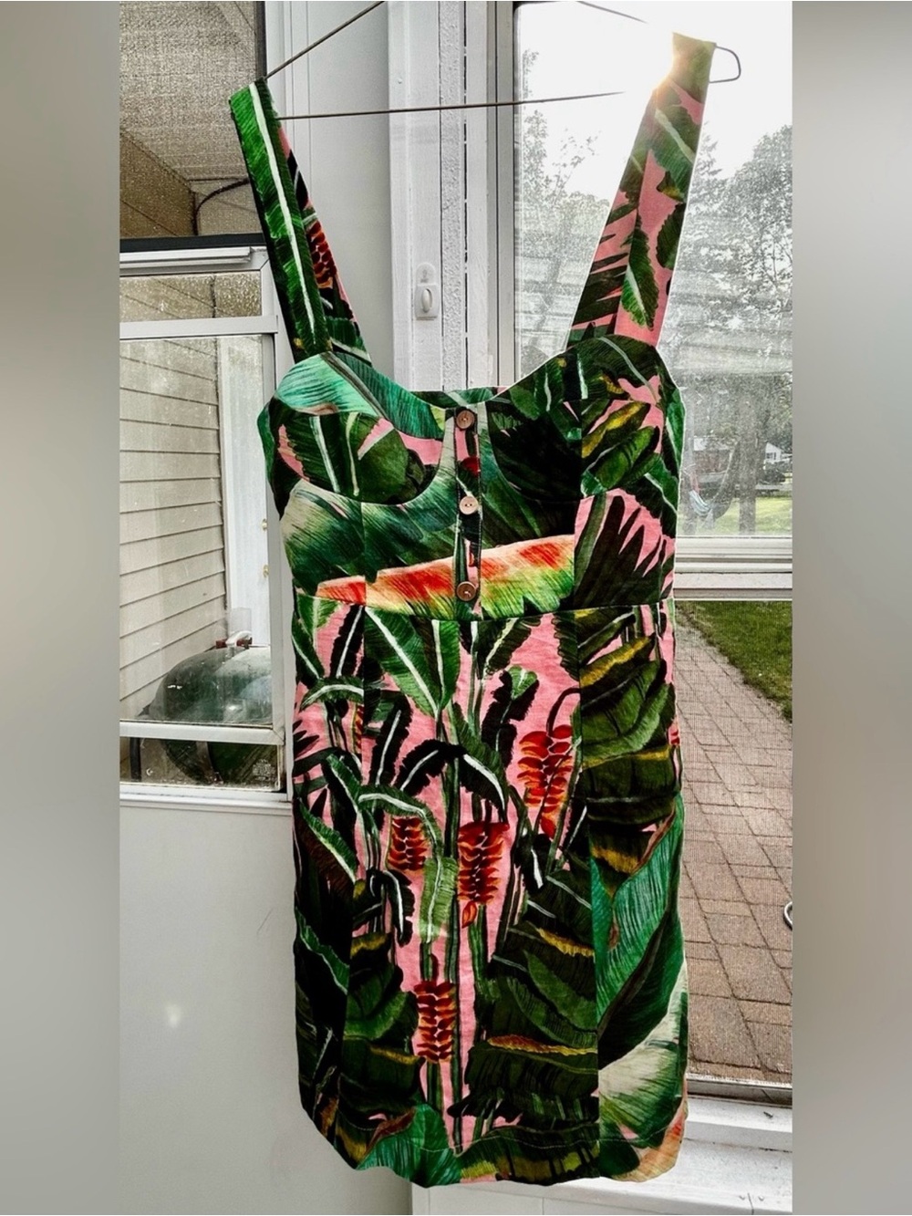 Farm Rio Tropical Dress — Green & Pink